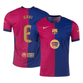 Barcelona GAVI #6 Home Soccer Jersey Authentic 2024/25- Spotify Logo Without Text